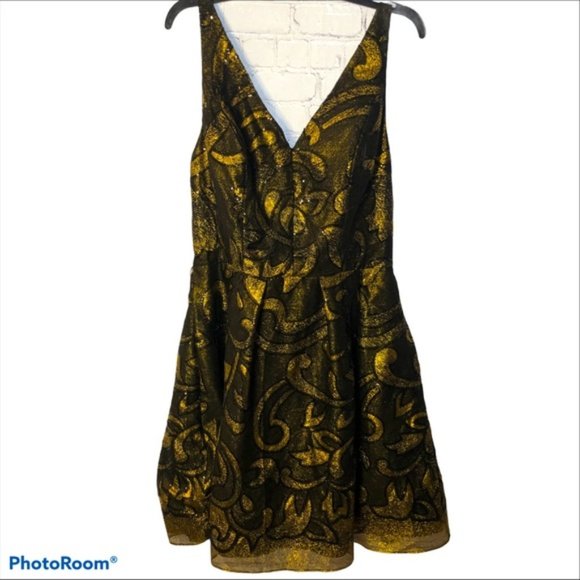 Jun & Ivy (Francescas) Gold Fit & Flare Sequined Dress - Picture 1 of 4